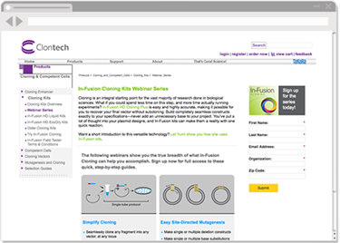 Screenshot of revised webinar landing page